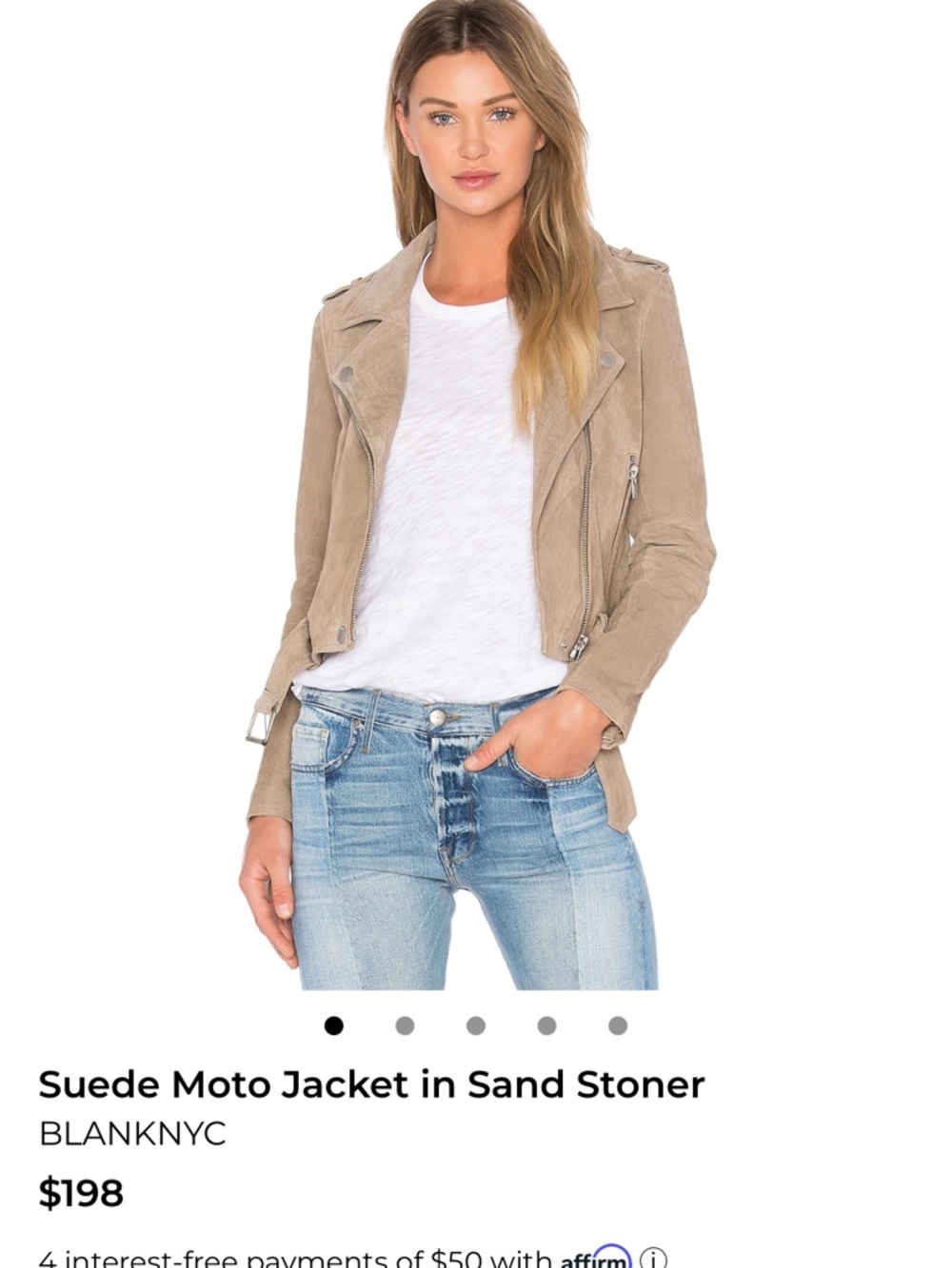 Blank NYC Sand Suede Moto Jacket - Sand